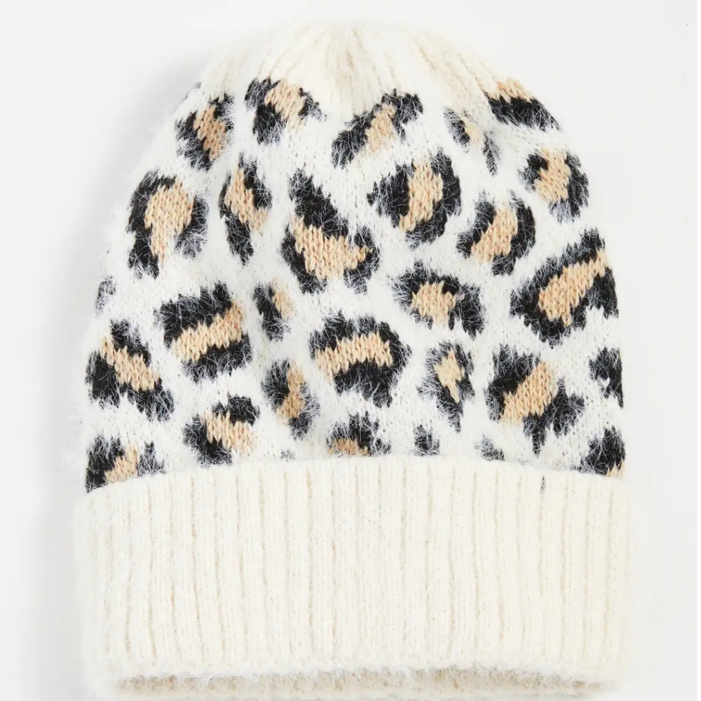 NEW Hat Attack Leopard Beanie
